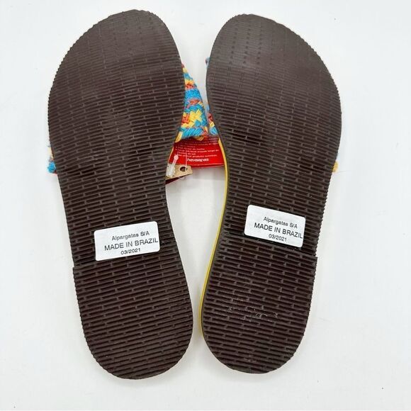 NWT's Havaianas You‎ St. Tropez Mesh Turquoise and Mustard Flip Flops US 9/10 - Picture 10 of 12